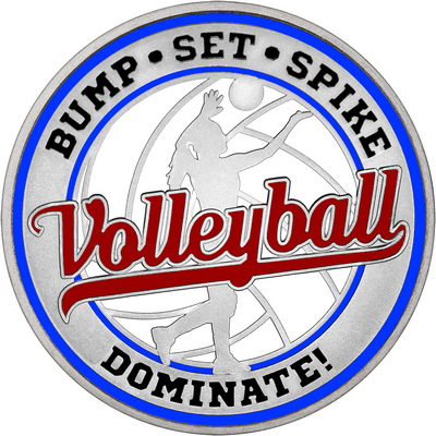 Maroon "Volleyball" with Royal Blue Outer Circular Borders